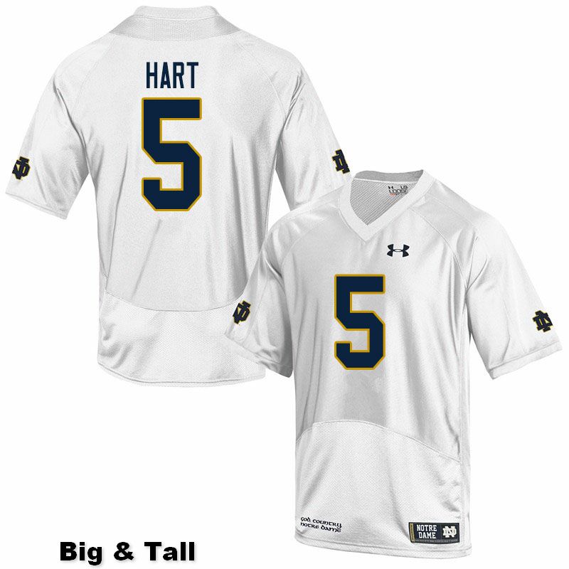 Men's NCAA Notre Dame Fighting Irish #5 Cam Hart Stitched College Under Armour Authentic White Big & Tall Football Jersey ZN10C50LH